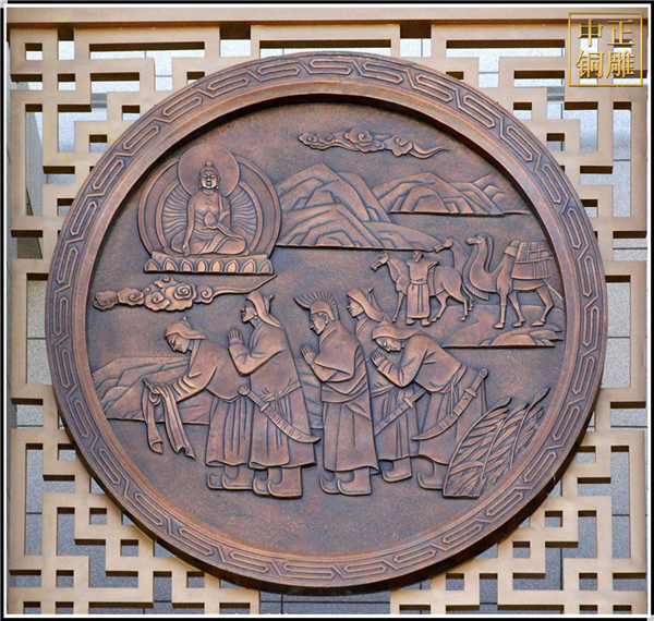 拜佛銅浮雕