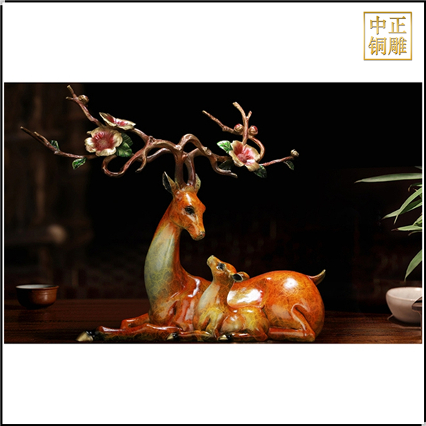 純銅梅花鹿擺件