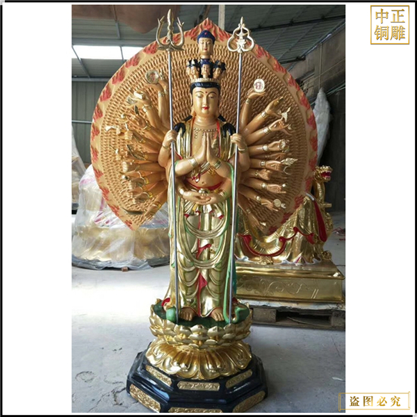 彩繪千手觀音菩薩銅像制作