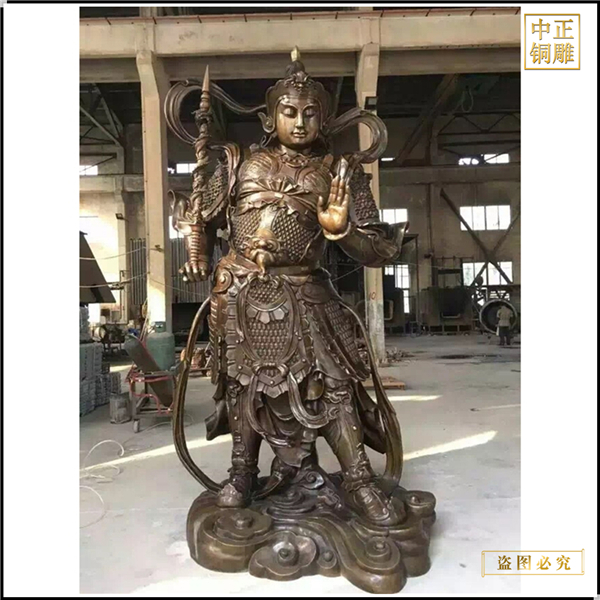 寺廟貼金彩繪韋陀佛像