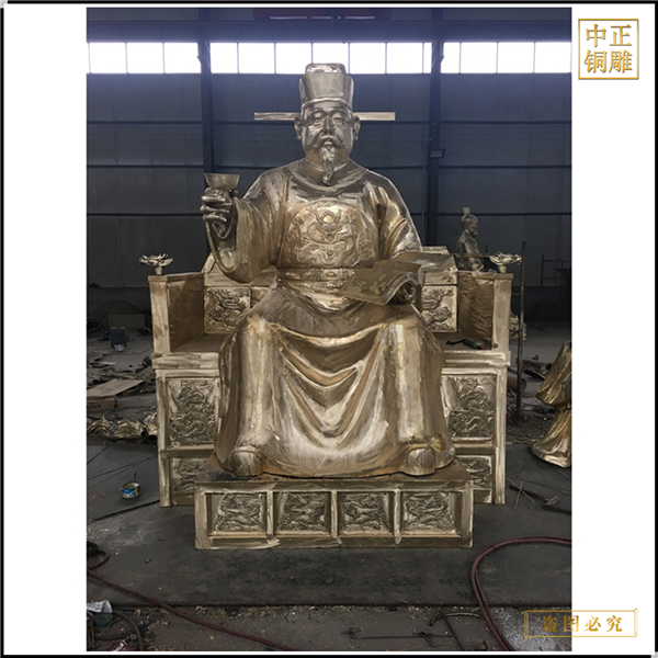 貼金古代人物銅雕塑