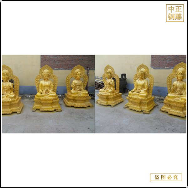 1米西方三圣銅像