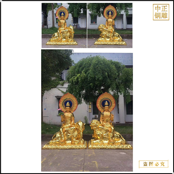 純銅文殊普賢佛像