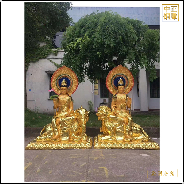 騎大象文殊普賢佛像