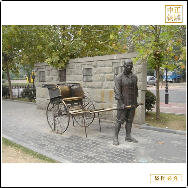公園拉車人物雕塑鑄造
