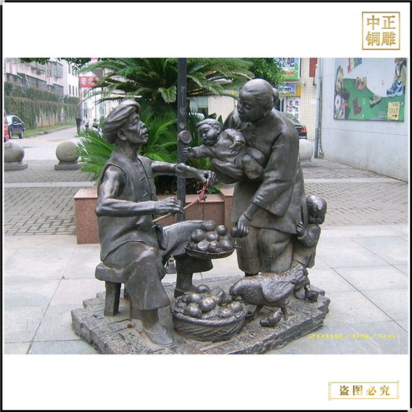 買(mǎi)雞蛋人物銅雕塑加工