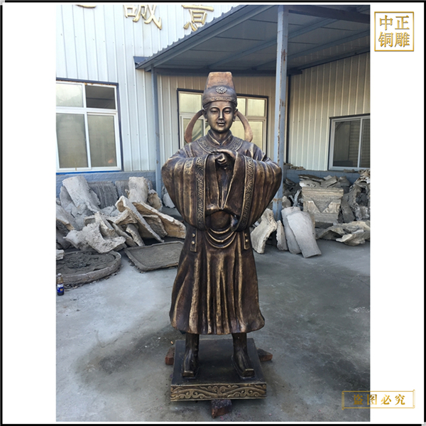 純銅行禮古代人物雕塑