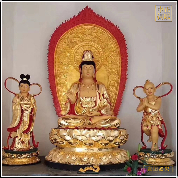 貼金送子觀音銅像