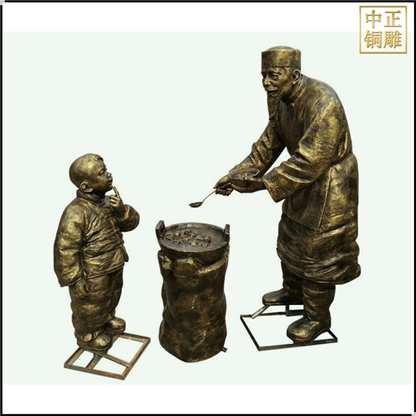 賣小吃人物銅雕塑