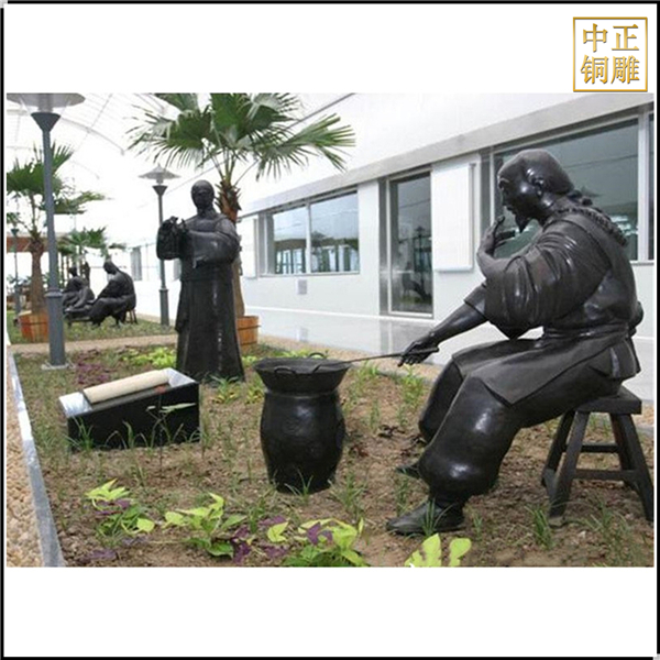 中醫(yī)熬藥人物雕塑