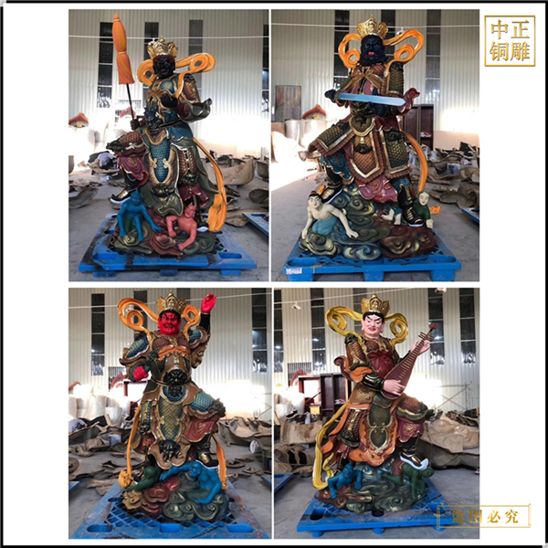黃銅彩繪四大天王佛像
