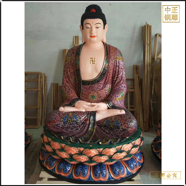 彩繪貼金釋迦牟尼佛銅像