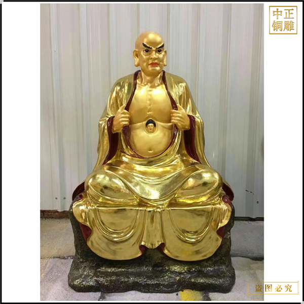 彩繪十八羅漢佛像銅雕塑